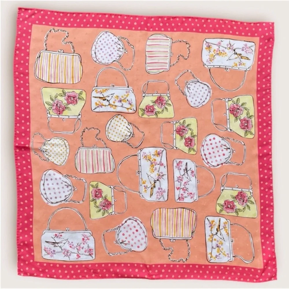 Talbots silk pink purse print scarf